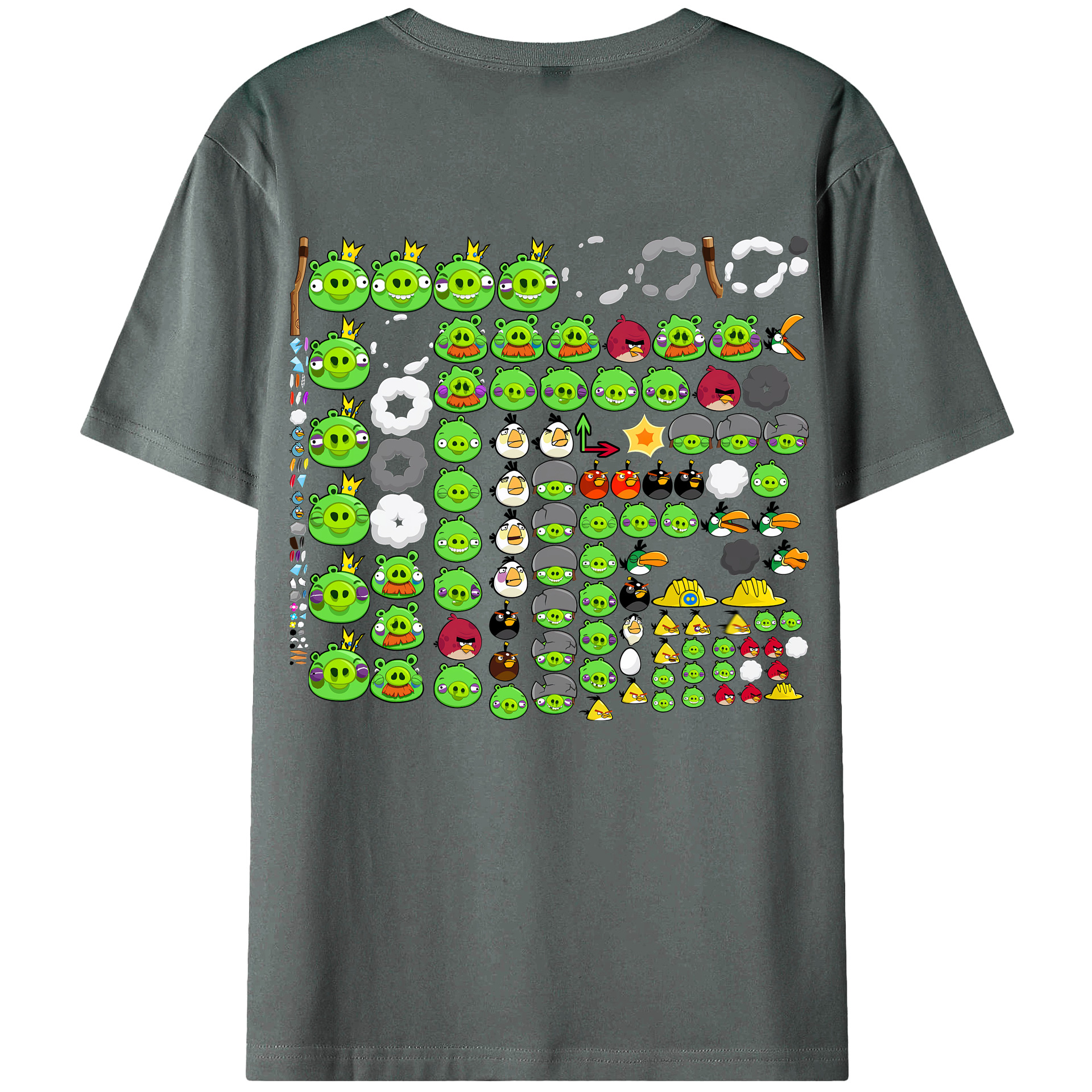 （画像用） Angry Birds アングリーバード 綿100％ メンズ半袖Tシャツ（バックプリント） 通気性
